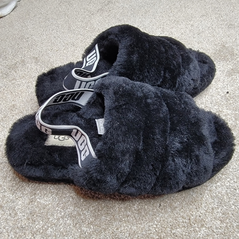 Ugg Fluff Yeah slippers size 7 black platform - Picture 7 of 8